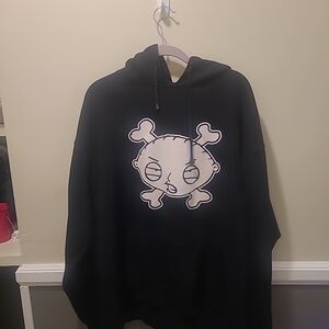 Vintage 2006 Family Guy Stewie Griffin Hoodie Sweatshirt Crossbones Grunge 2XL